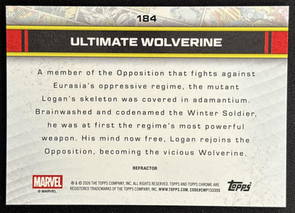 Ultimate Wolverine 2026 Topps Chrome Marvel Comics Refractor back