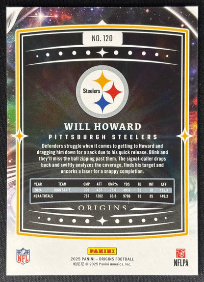Will Howard 2025 Origins Rookie Steelers Sports Trading Card