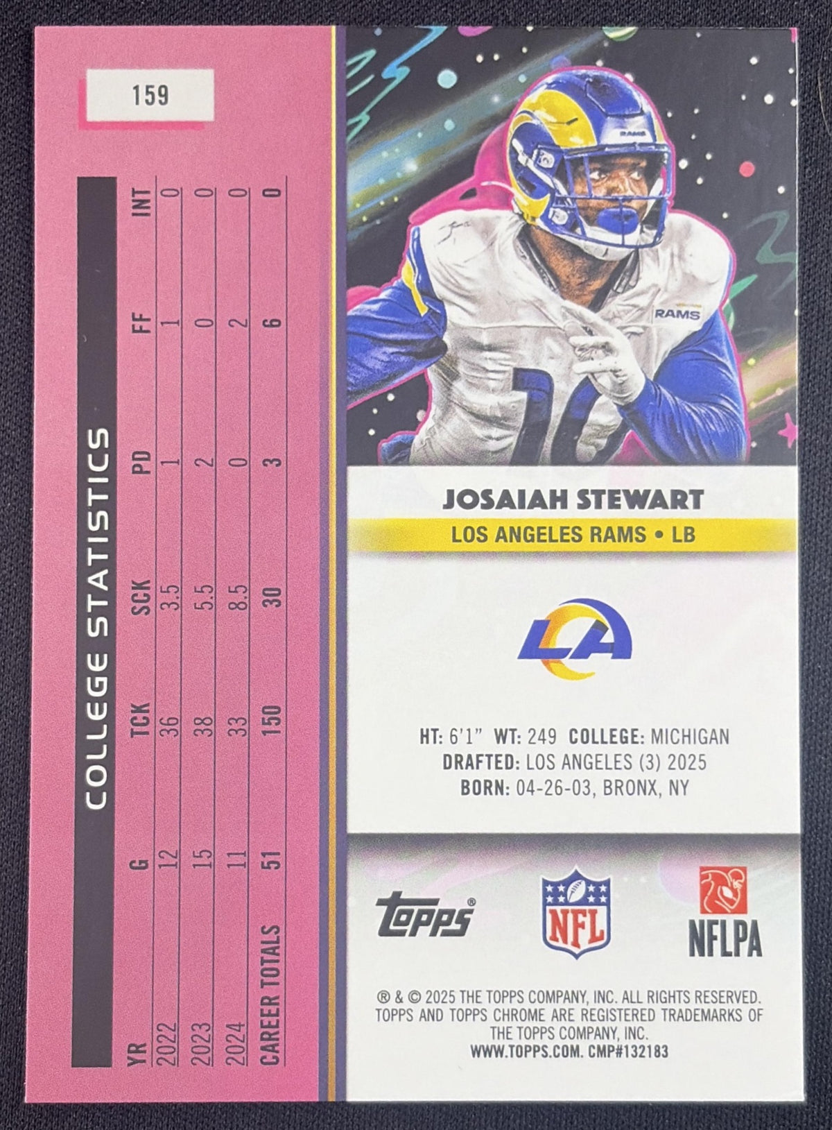 Josaiah Stewart 2025 Topps Cosmic Chrome Aqua Equinox Refractor /199 Rams