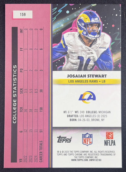 Josaiah Stewart 2025 Topps Cosmic Chrome Aqua Equinox Refractor /199 Rams