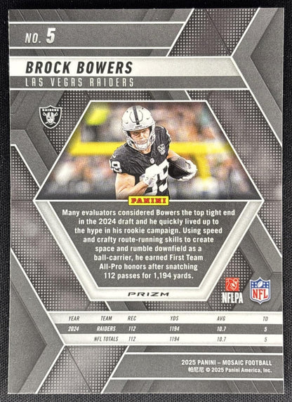 Brock Bowers 2025 Panini Mosaic Green Raiders Sports Trading Cards