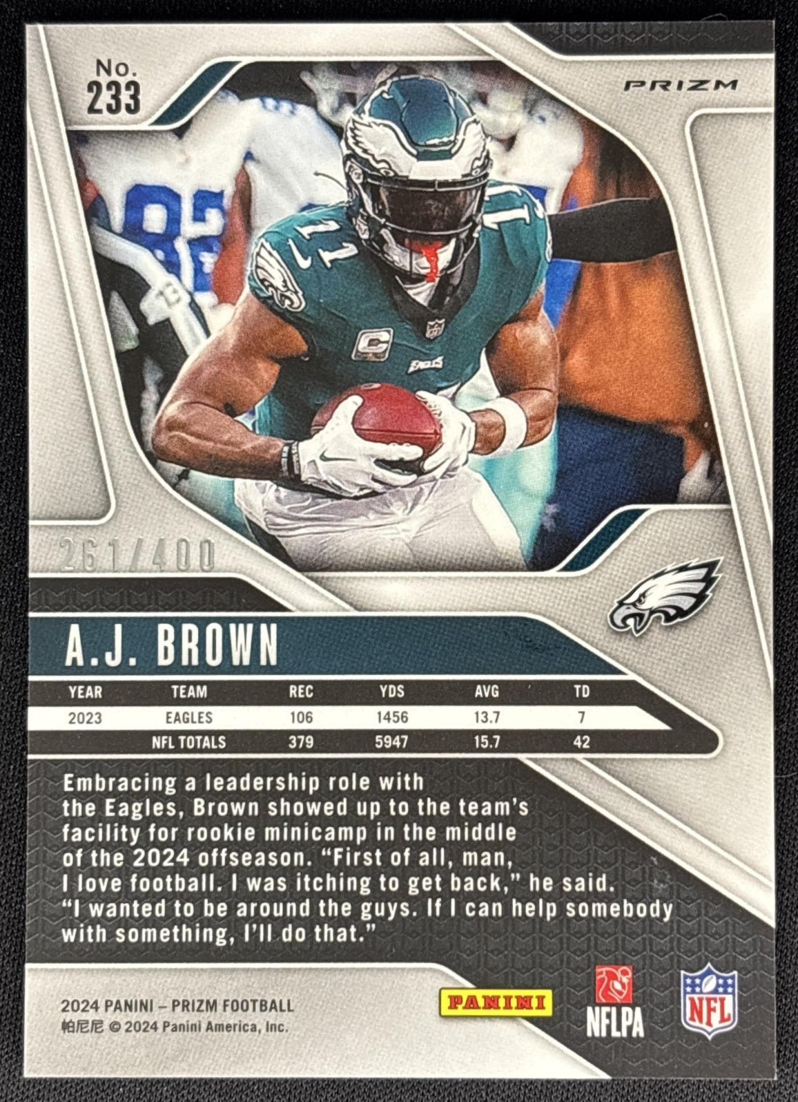 A.J. Brown 2024 Panini Prizm Pandora /400 Eagles back