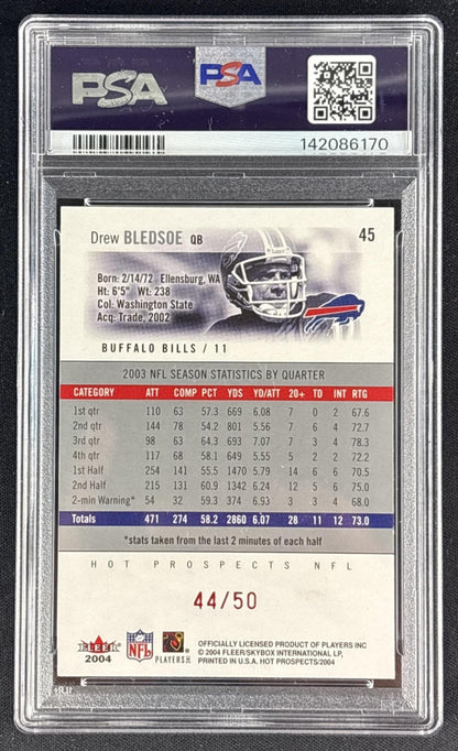 Drew Bledsoe 2004 Fleer Hot Prospects Red /50 PSA 8 Bills 142086170 Sports Trading Cards