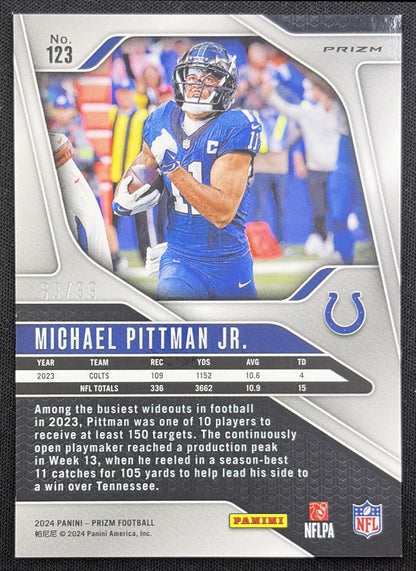 Michael Pittman Jr. 2024 Panini Prizm Purple Wave /99 Colts Indianapolis Colts back