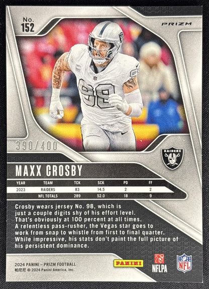 Maxx Crosby 2024 Panini Prizm Pandora /400 Raiders back