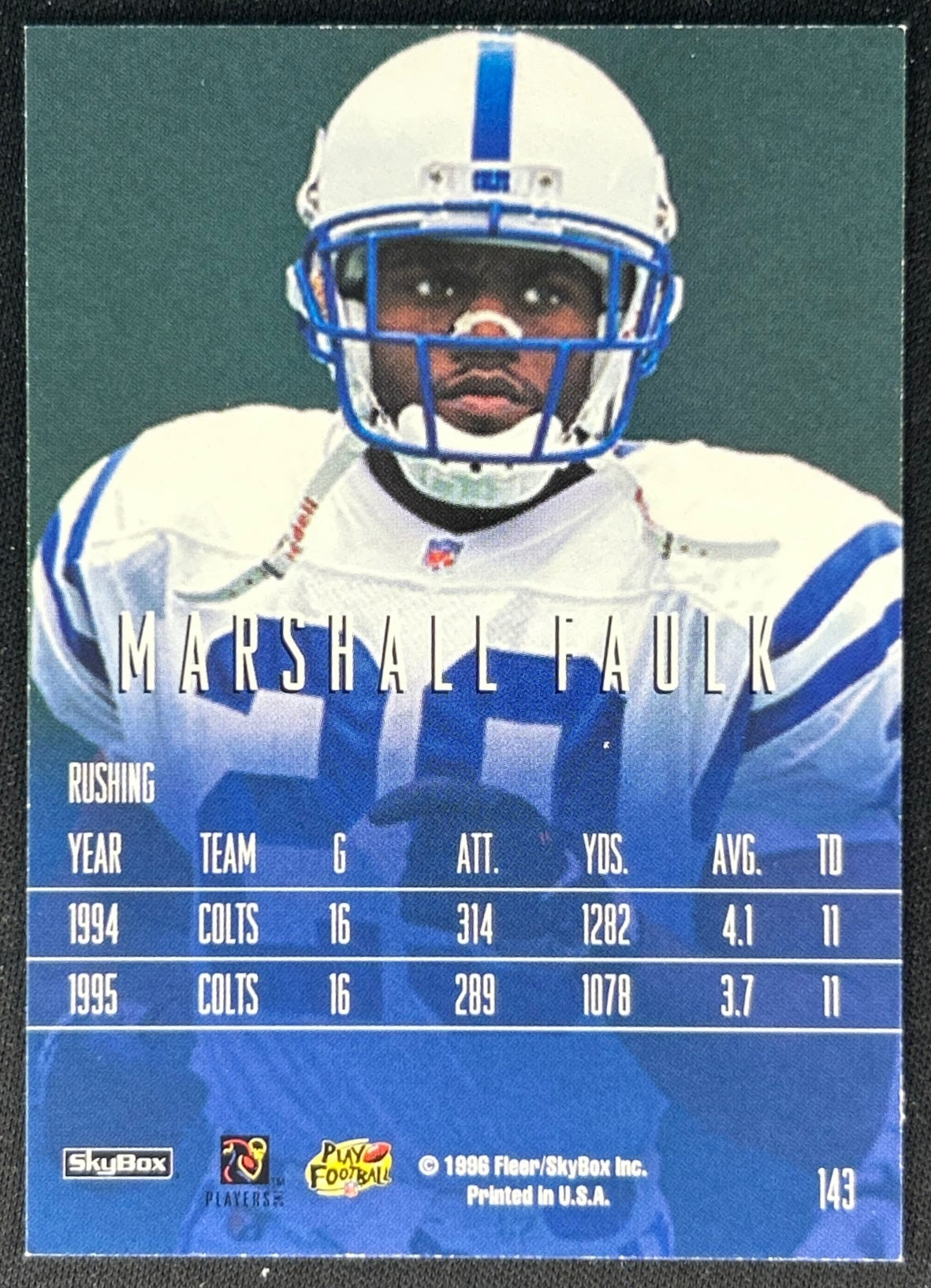 Marshall Faulk 1996 Impact Rookies Colts Sports Trading Cards