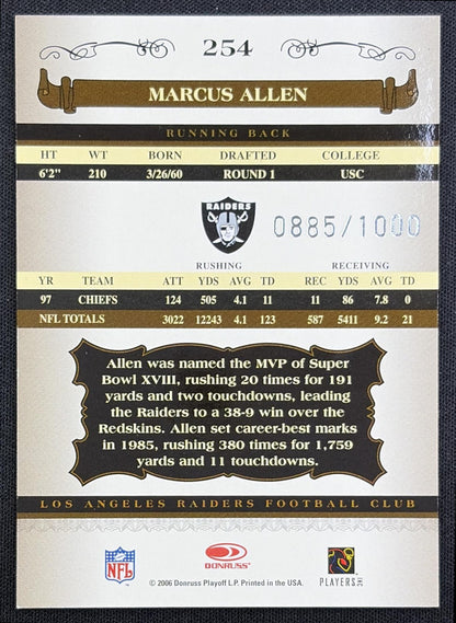 Marcus Allen 2006 Donruss Classics /1000 Raiders