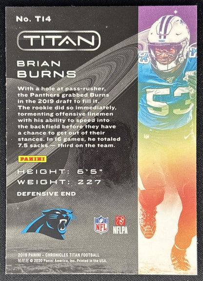 Brian Burns 2019 Panini Chronicles Titan Panthers Back