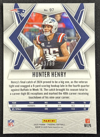 Hunter Henry 2025 Panini Phoenix Red Prizm /99 Patriots New England Patriots