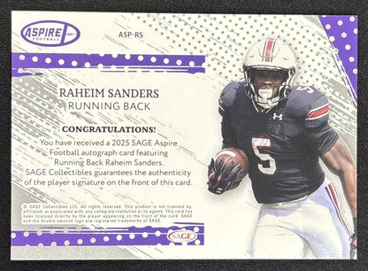 Raheim Sanders 2025 SAGE Aspire Auto Silver /25
