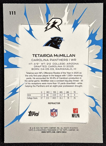 Tetairoa McMillan 2025 Topps Resurgence Refractor Panthers