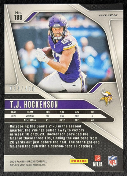 T.J. Hockenson 2024 Panini Prizm Pandora /400 Vikings Back
