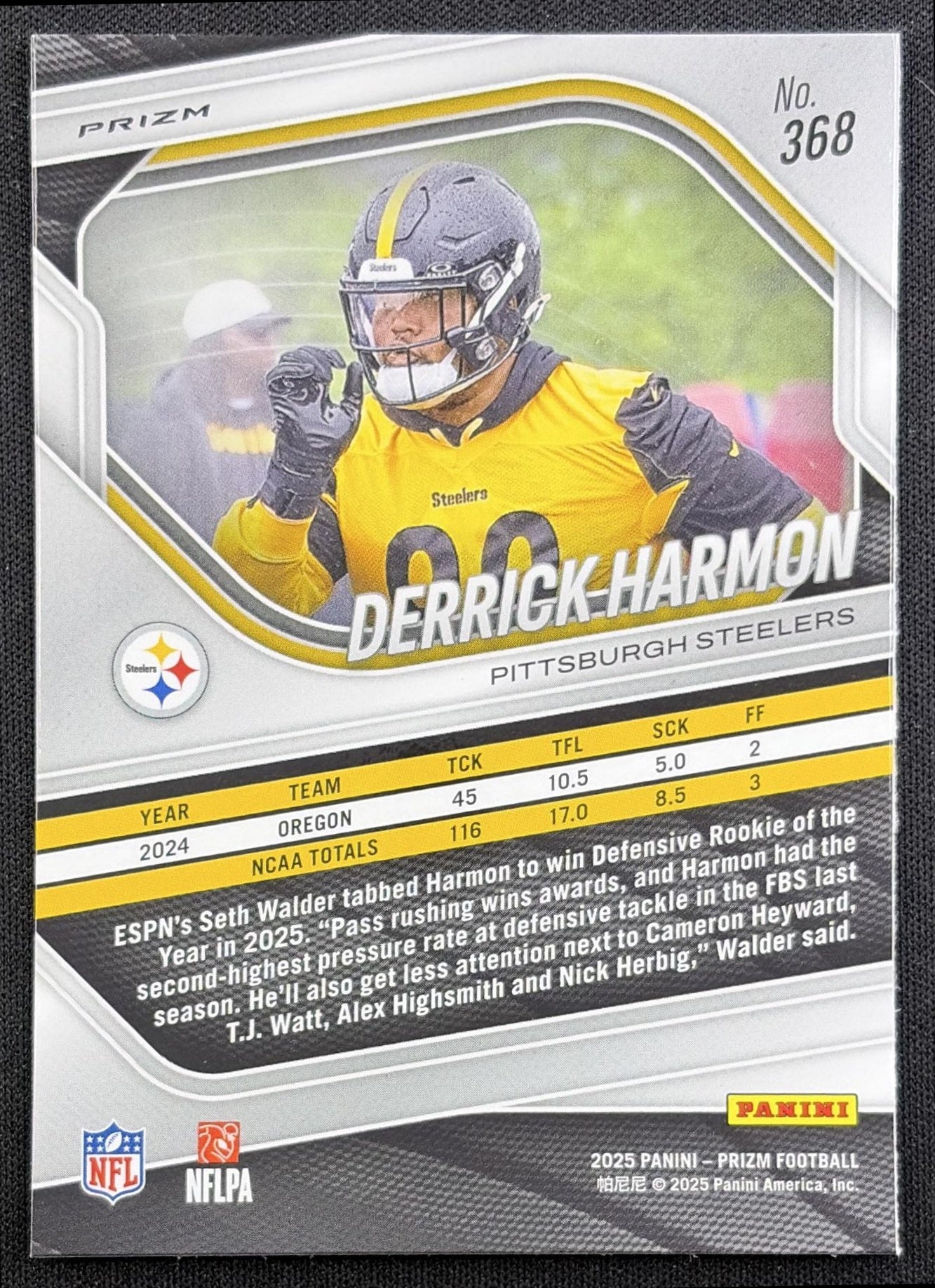 Derrick Harmon 2025 Panini Prizm White Disco Steelers