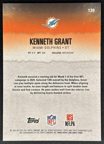 Kenneth Grant 2025 Topps Signature Class Chrome Rookie Dolphins Sports Trading Cards