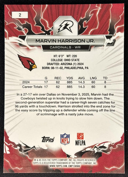 Marvin Harrison Jr. 2025 Topps Resurgence Cardinals Arizona Cardinals back