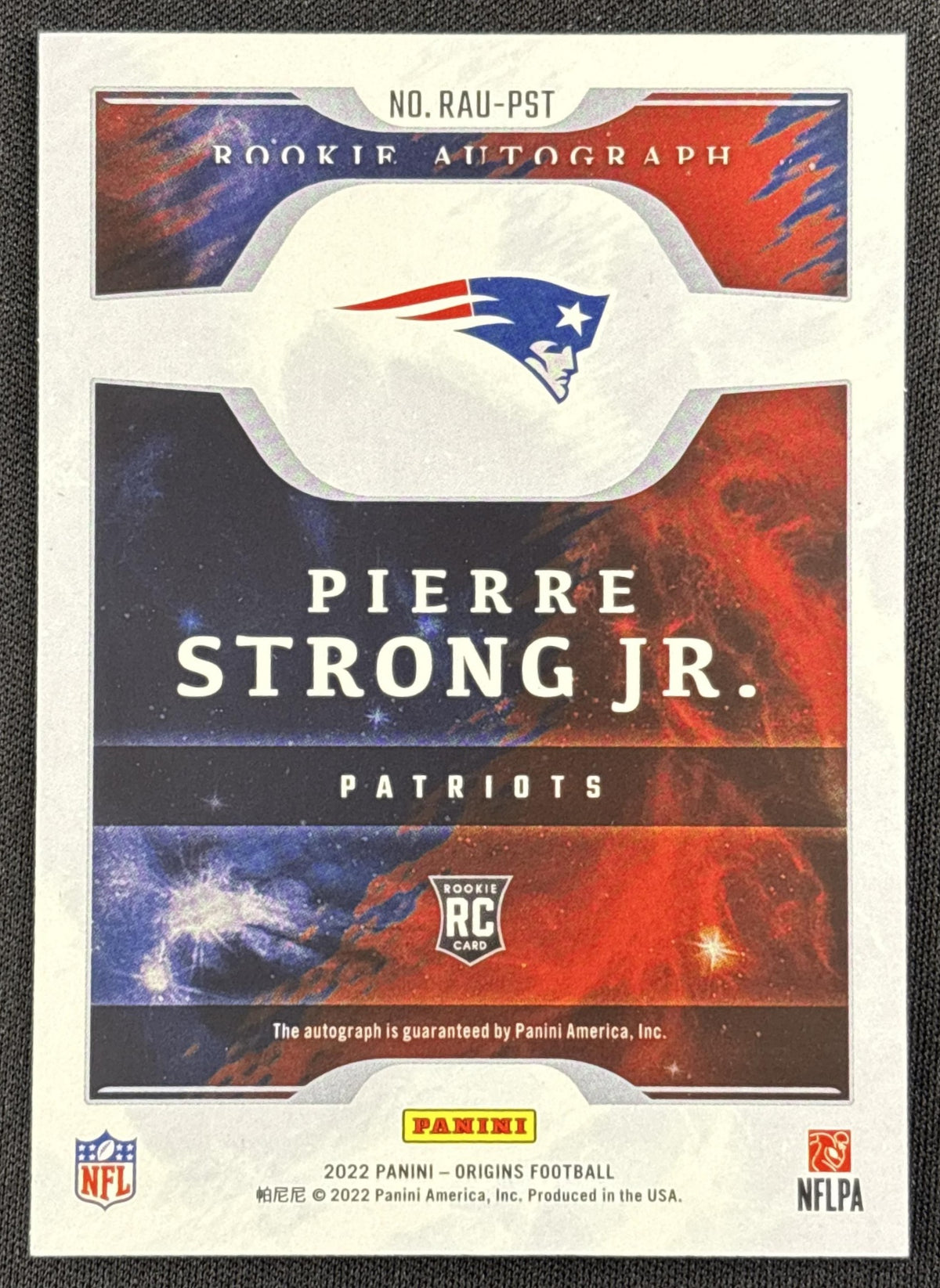 Pierre Strong Jr. 2022 Panini Origins Rookie Auto Patriots
