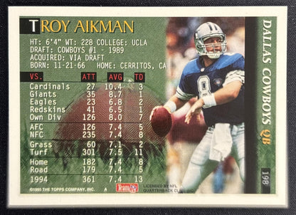 Troy Aikman 1995 The Topps Company Cowboys Sports Trading Card