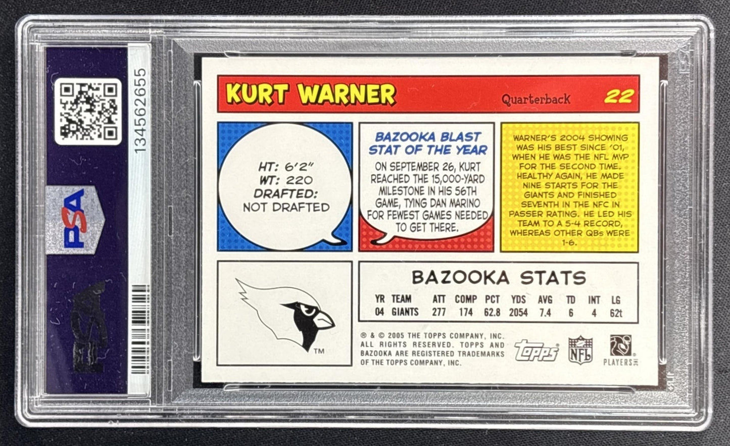 Kurt Warner 2005 Topps Bazooka PSA 10 Cardinals 134562655 Sports Trading Cards