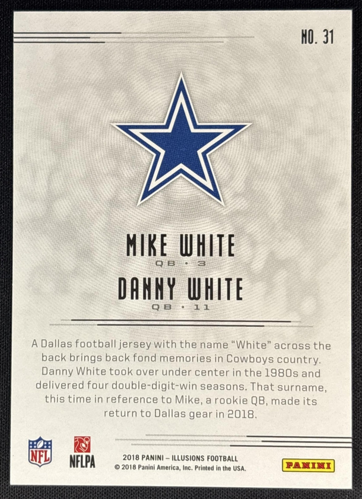 Danny White Mike 2018 Panini Illusions Gold /499 Cowboys