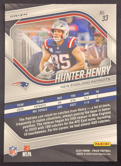 Hunter Henry 2025 Panini Prizm No Huddle Purple /75 Patriots