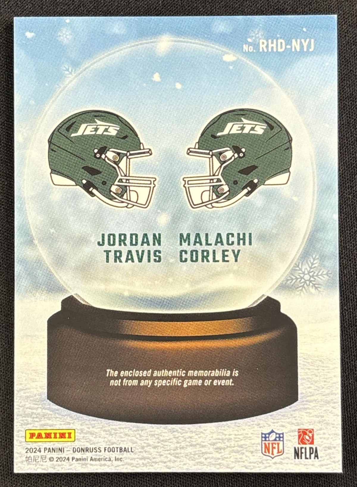 Jordan Travis Malachi Corley 2024 Panini Donruss Rookie Holiday Sweater Dual Jets
