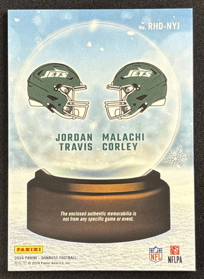 Jordan Travis Malachi Corley 2024 Panini Donruss Rookie Holiday Sweater Dual Jets