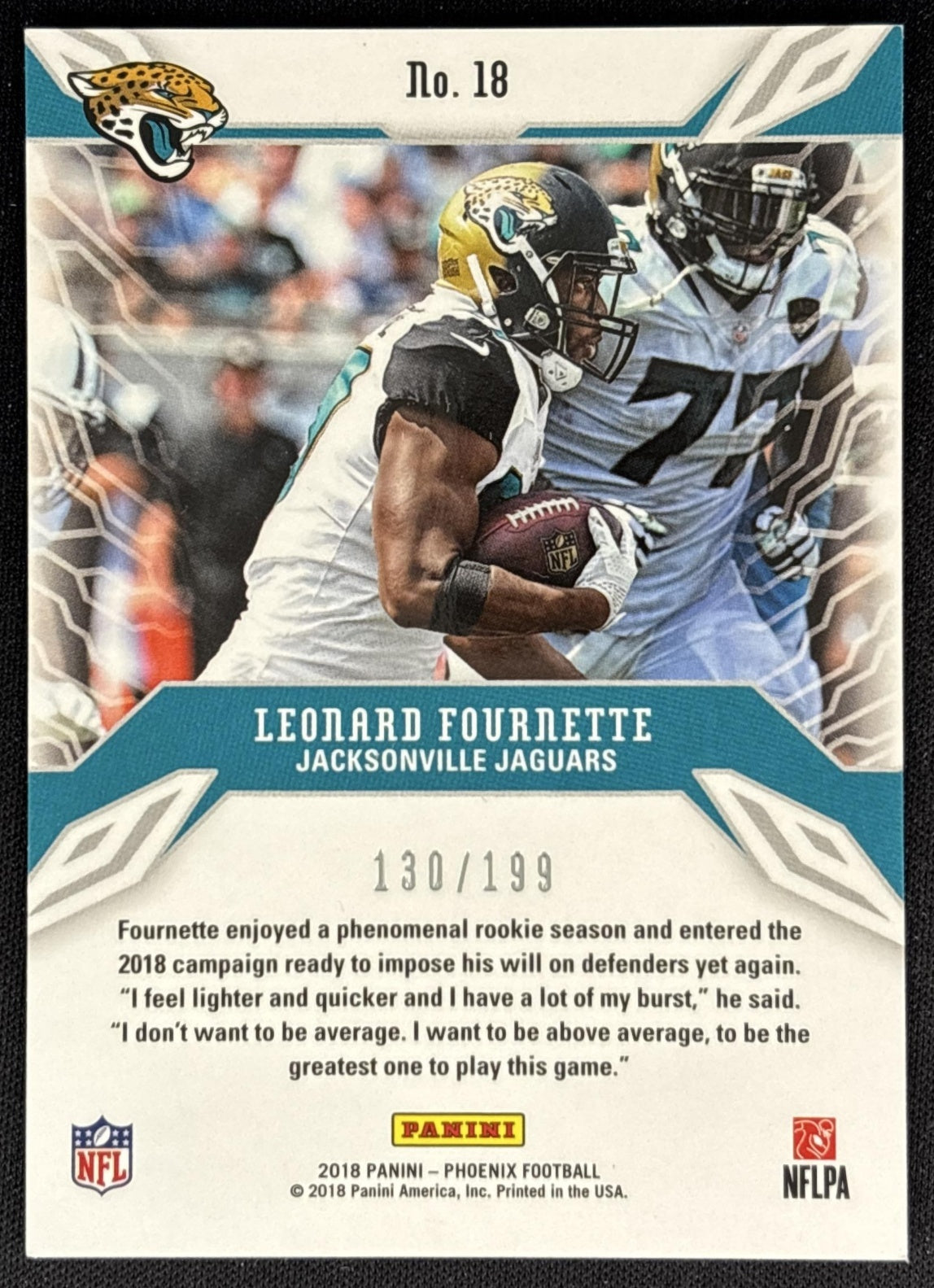 Leonard Fournette 2018 Panini Phoenix Adrenaline Rush Pink /199 Jaguars back