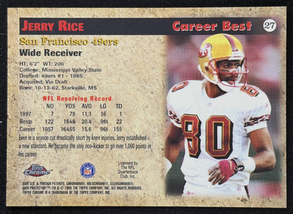 Jerry Rice 1998 Topps Chrome Season's Best 49ers - back