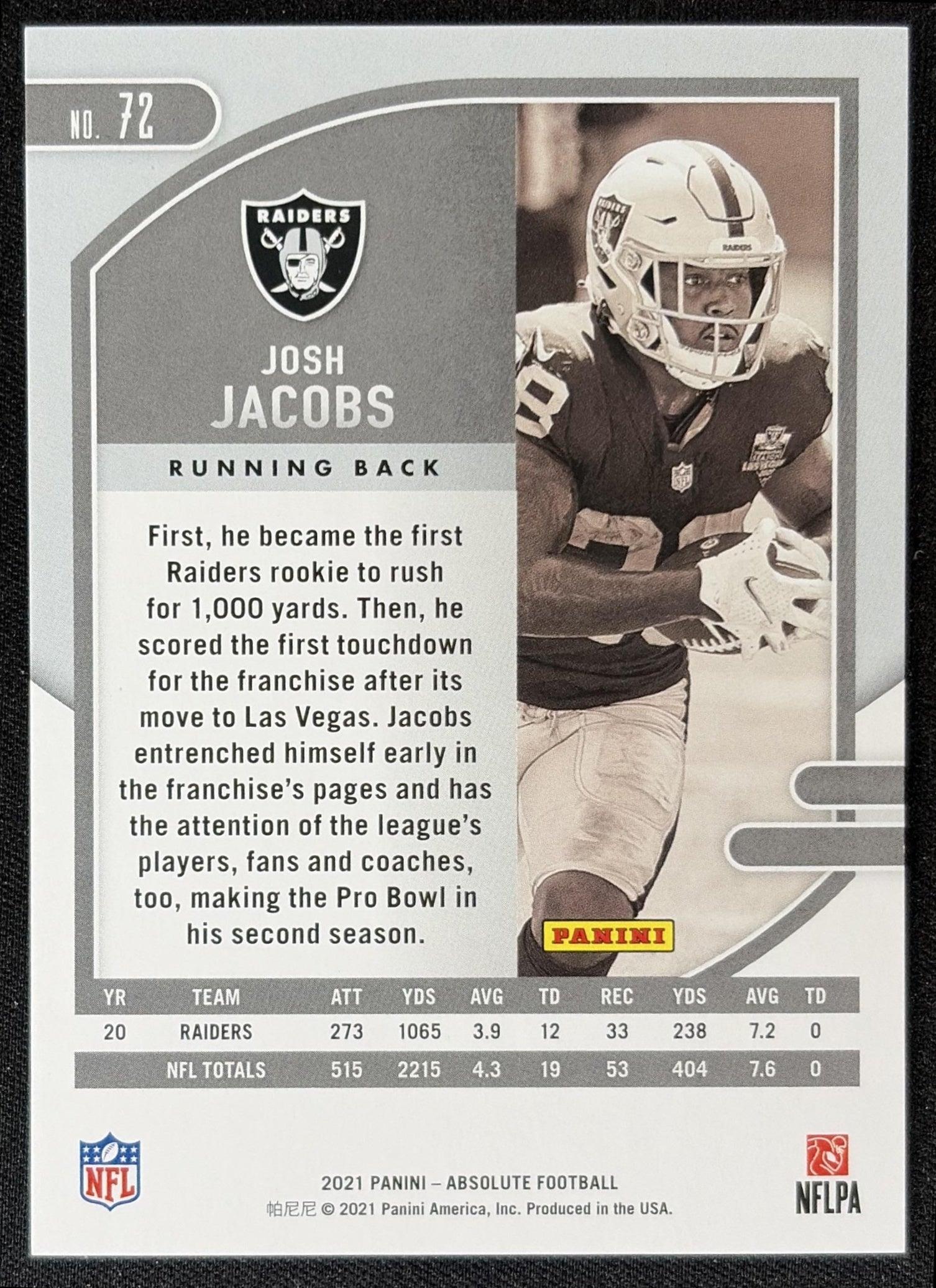 Josh Jacobs 2021 Panini Absolute Green Waves /50 Raiders