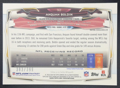 Anquan Boldin 2014 Topps Chrome Pink Refractor /399 49ers