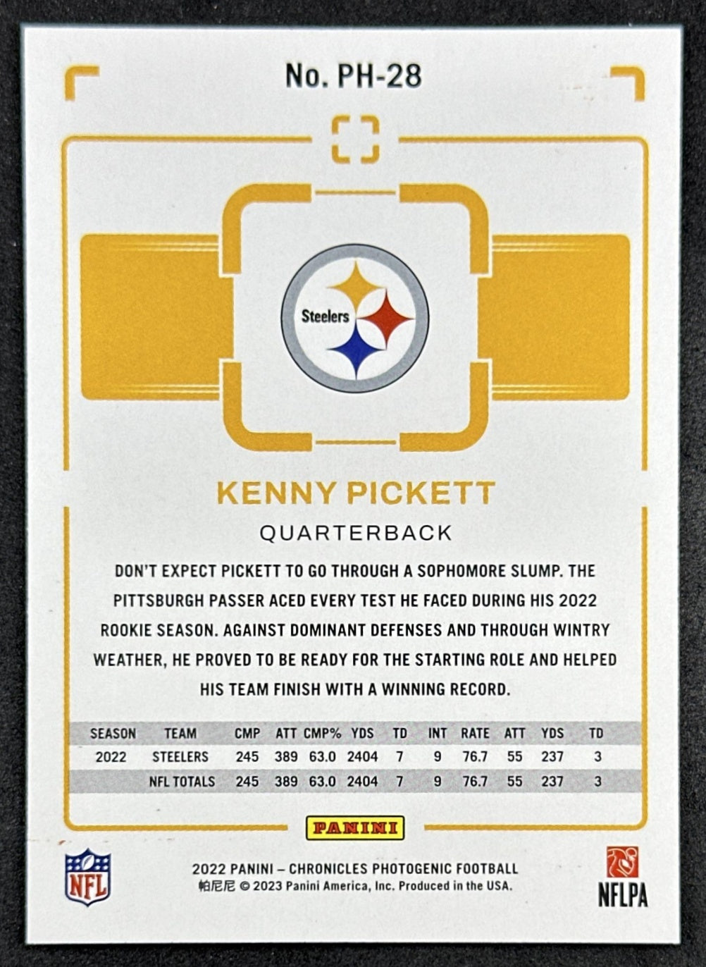 Kenny Pickett 2022 Panini Chronicles Photogenic Orange Steelers back