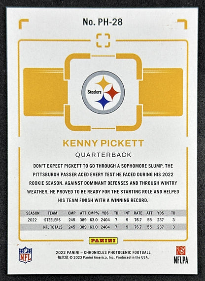 Kenny Pickett 2022 Panini Chronicles Photogenic Orange Steelers back
