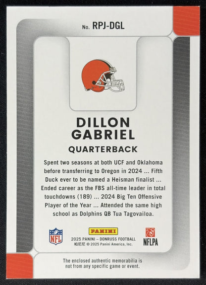 Dillon Gabriel 2025 Panini Donruss Rookie Phenom Jerseys Browns back