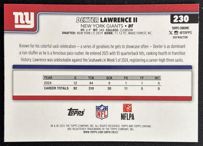 Dexter Lawrence II 2025 Topps Chrome Refractor Giants Sports Trading Cards