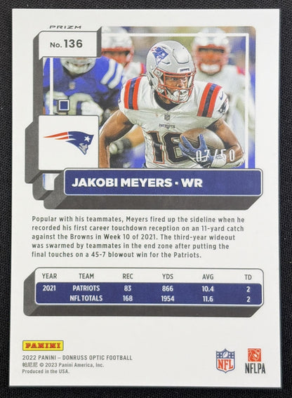 Jakobi Meyers 2022 Panini Donruss Optic Purple /50 Patriots