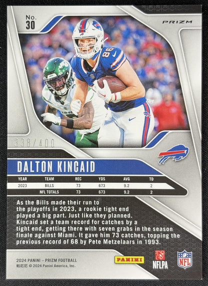 Dalton Kincaid 2024 Panini Prizm Pandora /400 Bills back