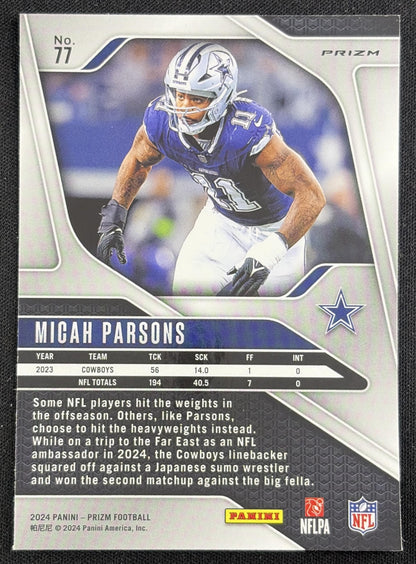 Micah Parsons 2024 Panini Prizm Silver Cowboys Sports Trading Card