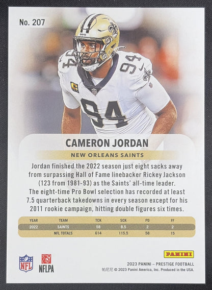 Cameron Jordan 2023 Panini Prestige Xtra Points Green /199 Saints
