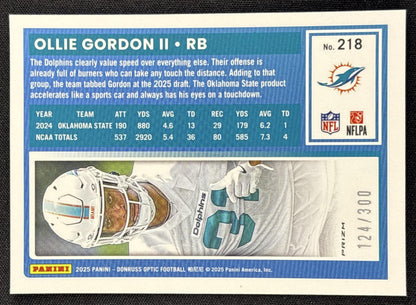 Ollie Gordon II 2025 Panini Donruss Optic Rated Rookie Wave Prizm /300 Dolphins