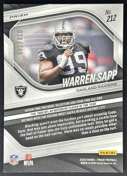 Warren Sapp 2025 Panini Prizm Red Wave /149 Raiders