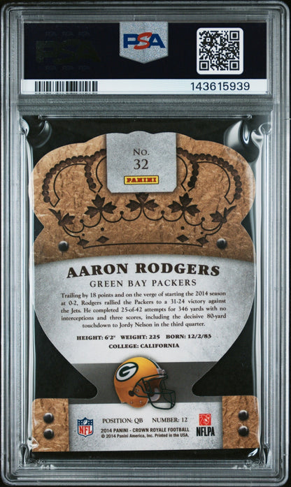 Aaron Rodgers 2014 Panini Crown Royale PSA 9 Packers back