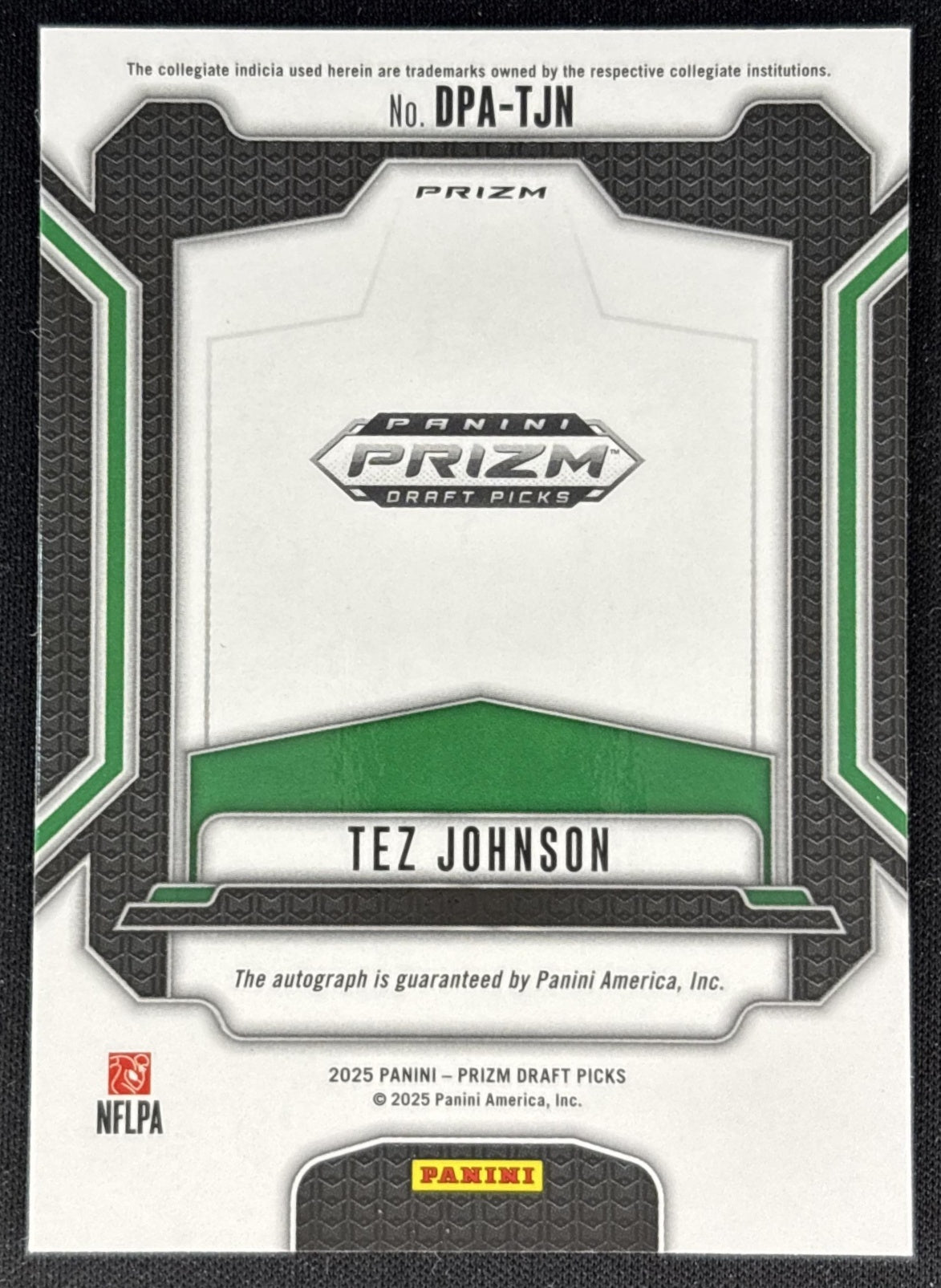 Tez Johnson 2025 Panini Prizm Draft Picks Auto Silver Ducks Sports Trading Cards