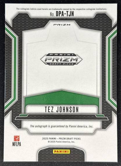 Tez Johnson 2025 Panini Prizm Draft Picks Auto Silver Ducks Sports Trading Cards