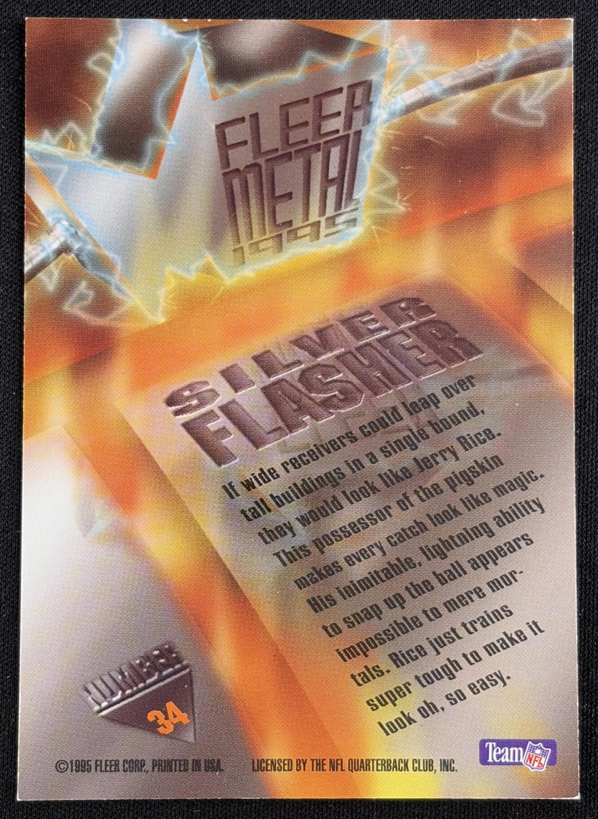 Jerry Rice 1995 Fleer Metal Silver Flashers 49ers Sports Trading Card