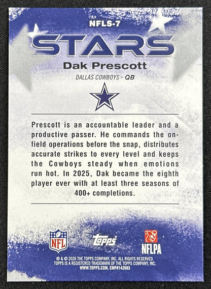 Dak Prescott 2026 Topps Flagship NFL Stars Cowboys
