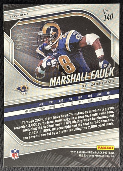 Marshall Faulk 2025 Panini Prizm Black Red Power /75 Rams Sports Trading Card