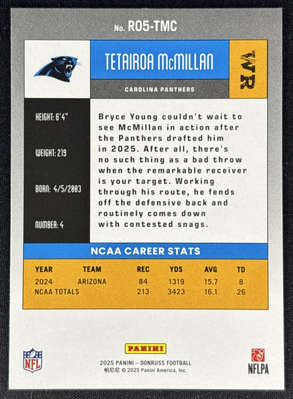 Tetairoa McMillan 2025 Panini Donruss Retro 2005 Panthers