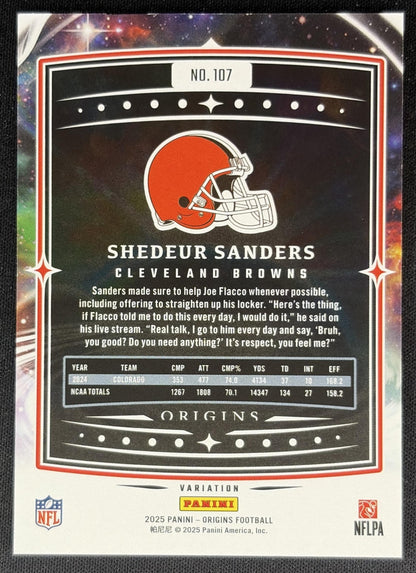 Shedeur Sanders 2025 Panini Origins Rookie Variation Browns