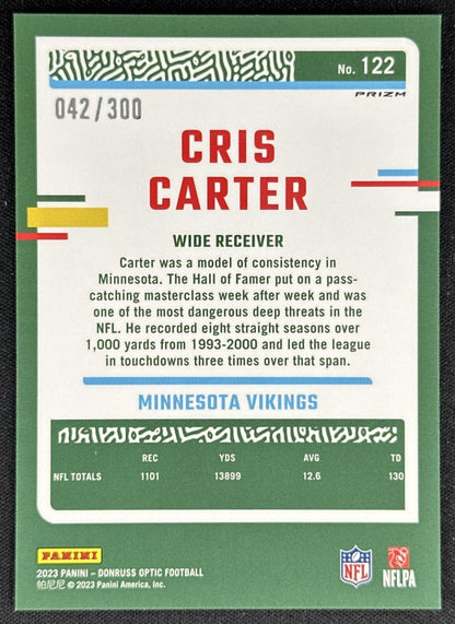Cris Carter 2023 Panini Donruss Optic Wave Prizm /300 Vikings