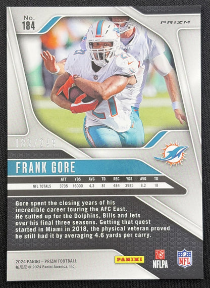 Frank Gore 2024 Panini Prizm Orange /249 Dolphins